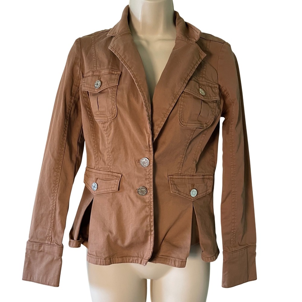 White‎ House Black Market Blazarette Jacket XS Glazed Praline Brown Casual